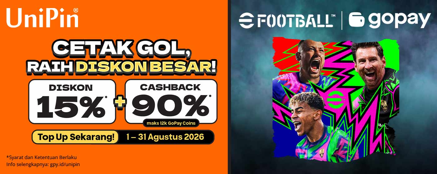 Top Up eFootball Makin Untung! Diskon 15% + Cashback GoPay Coins